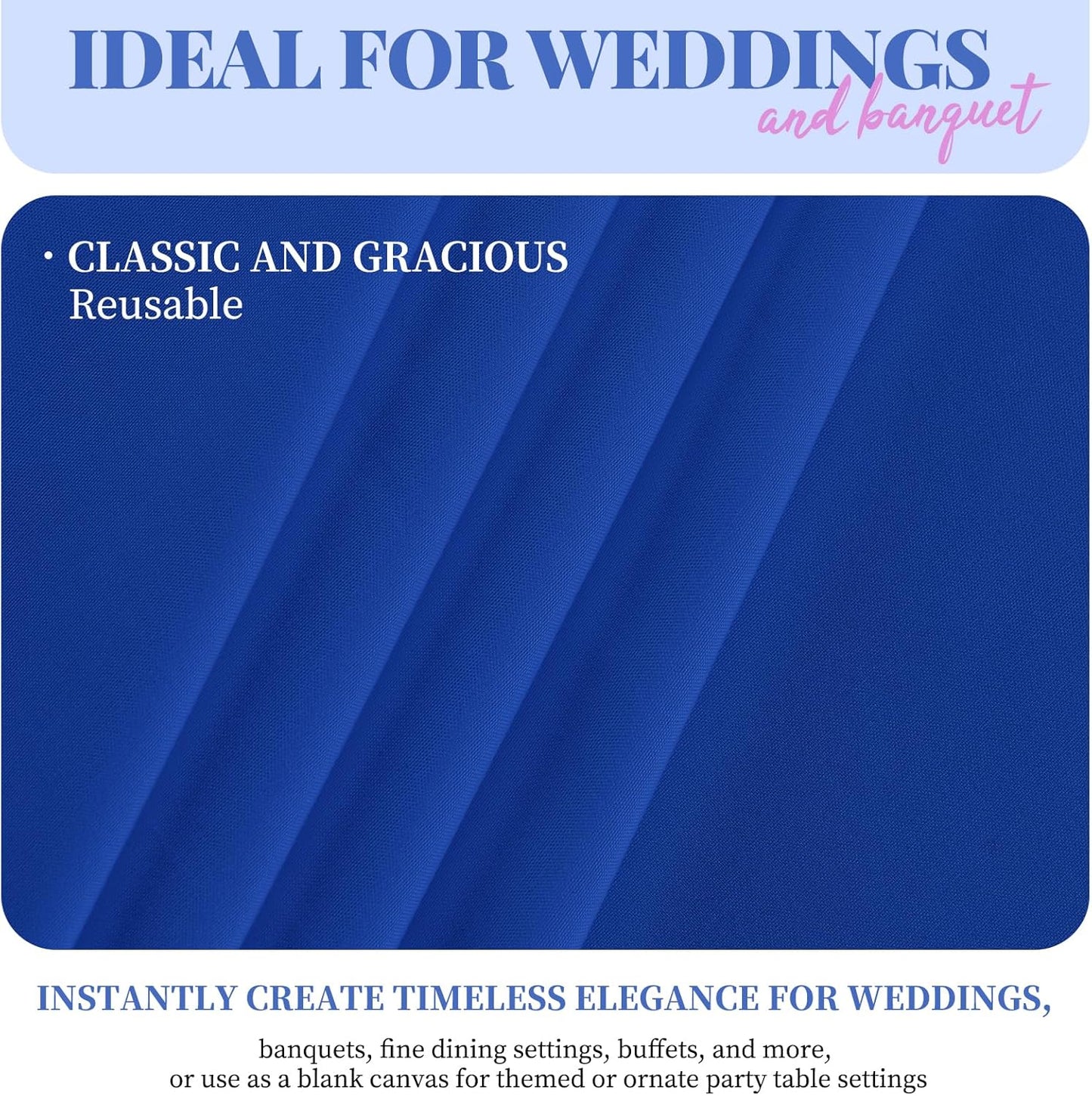 12 Pack Polyester Tablecloth 60 x 126 Inch Royal Blue Tablecloth for 8 Ft Rectangle Tables,Washable Fabric Table Covers Polyester Table Clothes for Wedding Parties Banque