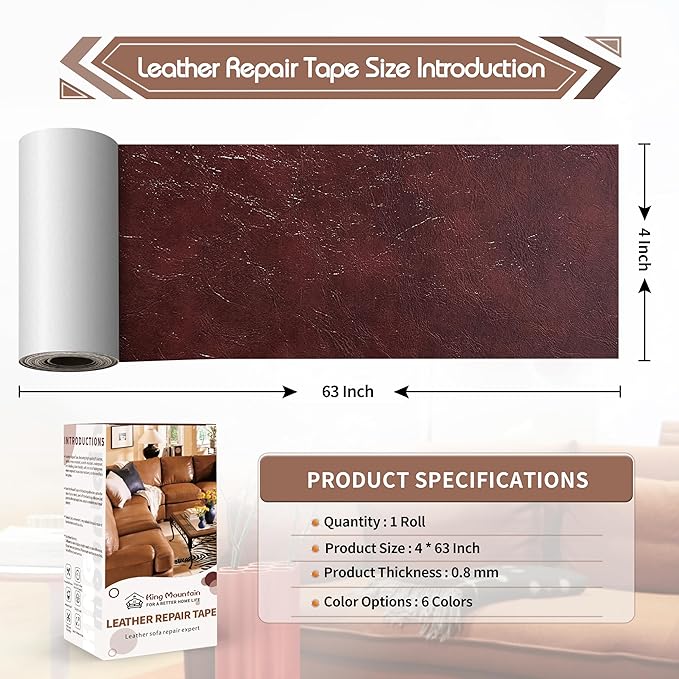 KING MOUNTAIN Leather Repair Patch, 4 x 63 Inches self Adhesive Leather Repair - Image 4