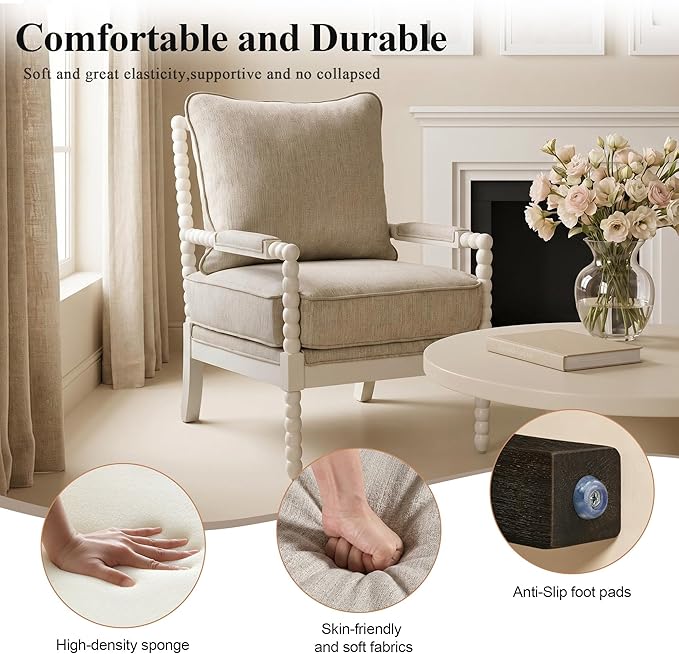 DUHOME Linen Fabric Spindle Accent Chair - Image 5