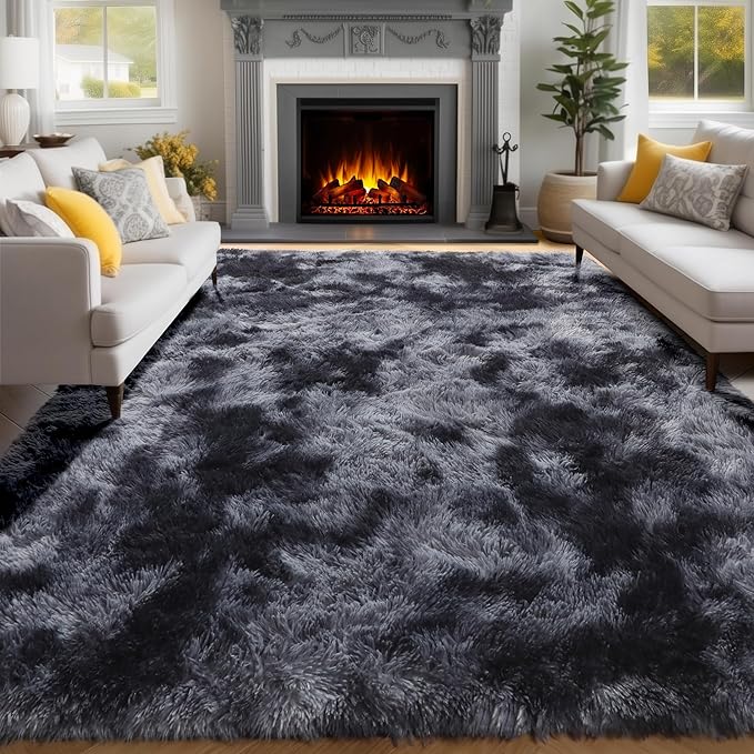 PAGISOFE Area Rugs 9x12 Living Room, Large Dark Grey Shag Rugs - Image 3
