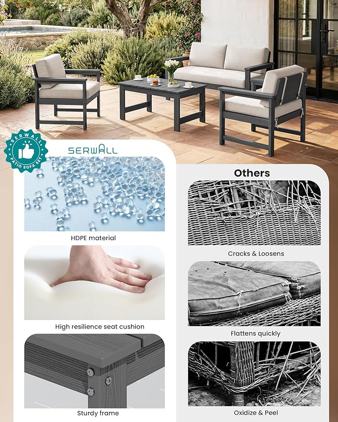 SERWALL Gray HDPE Outdoor Loveseat - Image 9