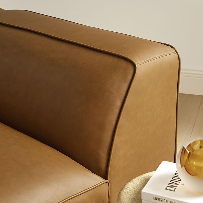 Modway Auren Vegan Leather Left Modular Armchair in Camel - Image 5