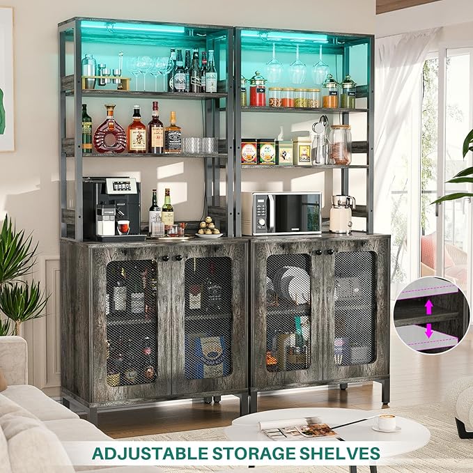 Aheaplus Bar Cabinet with Power Outlets, Coffee Bar Station - Image 5