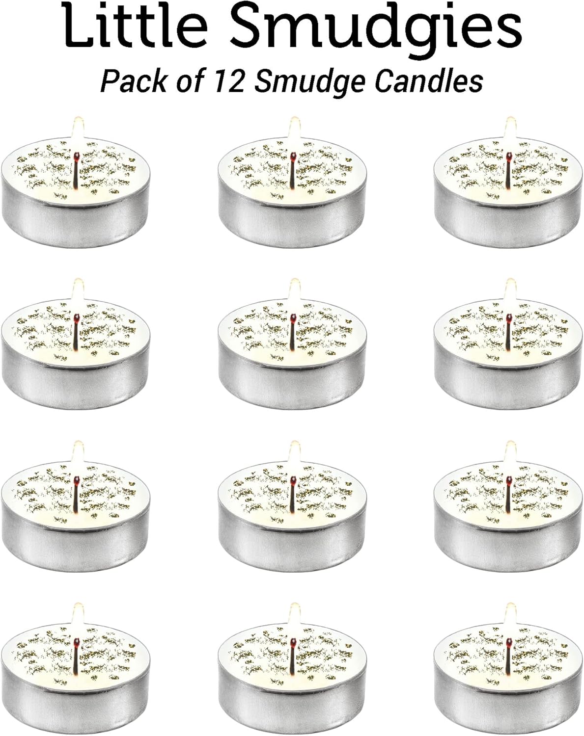 SOUL STICKS 12 Pack Little Smudgies Tealight Candles Smudge Candle for Cleansing House, Meditation, Chakra Healing | Made with Crystals and Herbs (7 Chakra)
