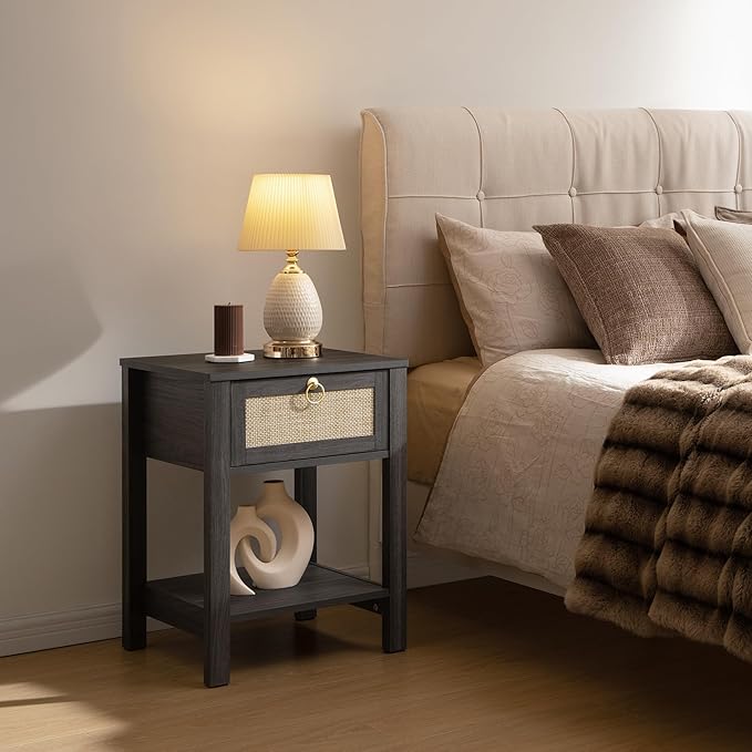 SICOTAS Rattan Nightstand Set of 2, Rattan Decor Drawer - Image 4