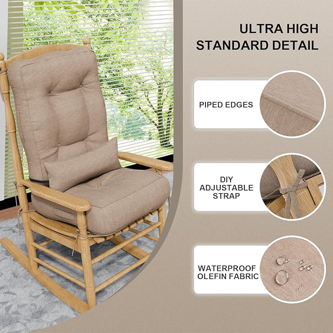 Rocking Chair Cushions with Pillow, Waterproof and Fade-Resistant Thicken - Image 6