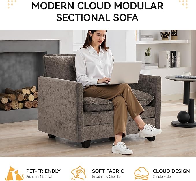 WUTUTUEE 41'' Modern Chenille Oversized Chair, Upholstered Accent Living Room - Image 6