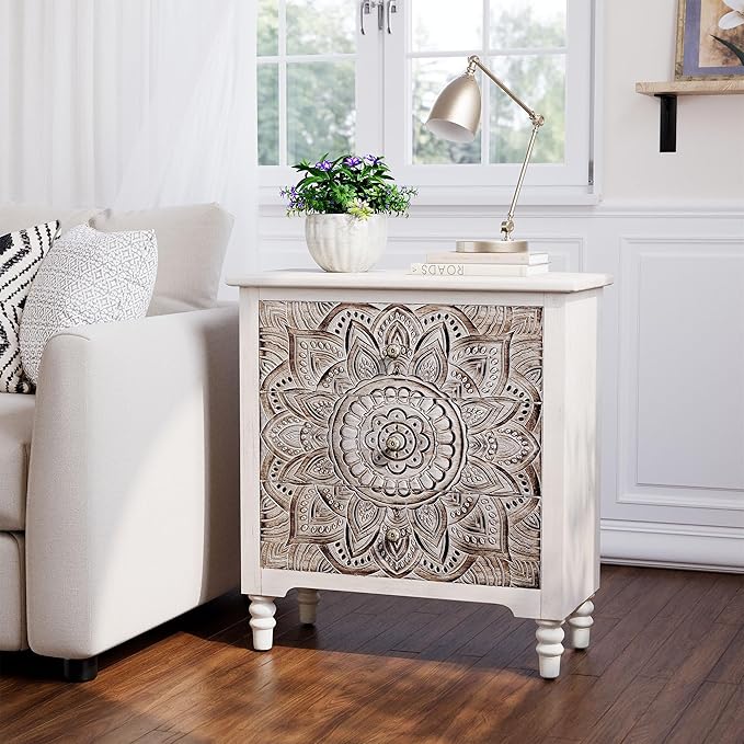 HOMPUS White 3 Drawer Dresser Set 2, Bedside Table Set of 2 - Image 4