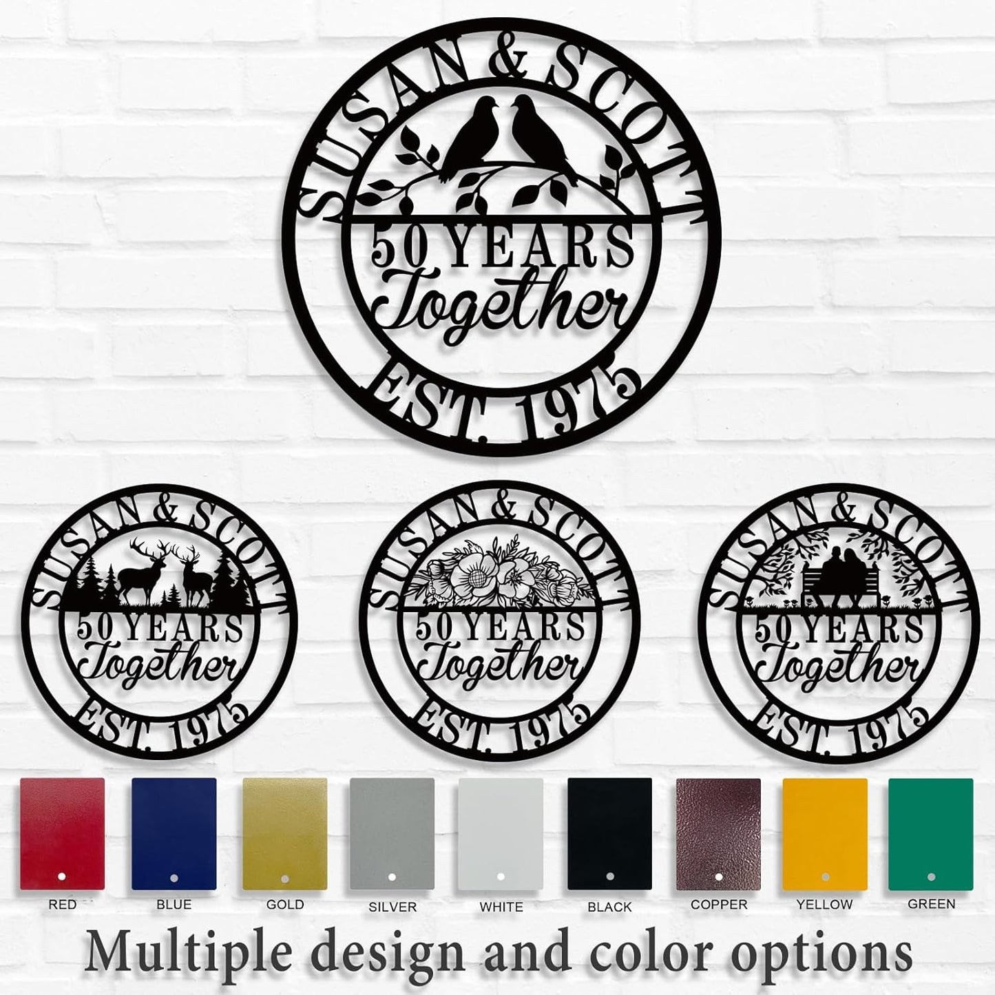 Personalized Wedding Anniversary Sign Gifts, Custom 50th 40th 65th 60th 25th 70th Anniversary Metal Sign, Wedding Gifts for Couples, Custom Name Sign, House Warming Gifts New Home