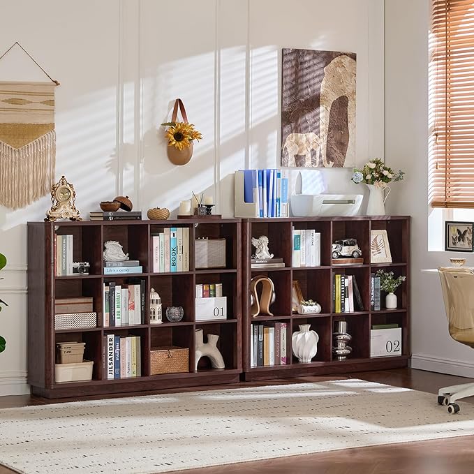 Joaxswe 12 Cube Storage Organizer, Wood Floor Standing 3-Tier Cubby Bookcase - Image 7