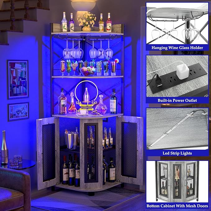 Aheaplus Corner Bar Cabinet - Image 4
