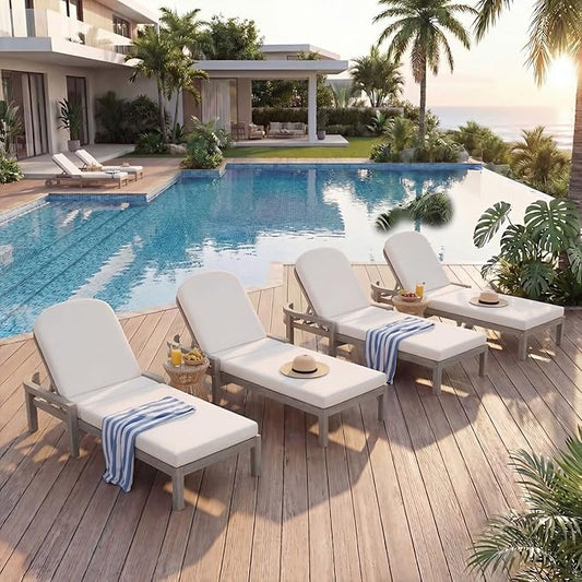 Outdoor Chaise Lounge Chair Set of 4, Patio Chaise Lounge Recliner by OwnMidcenzarQuality