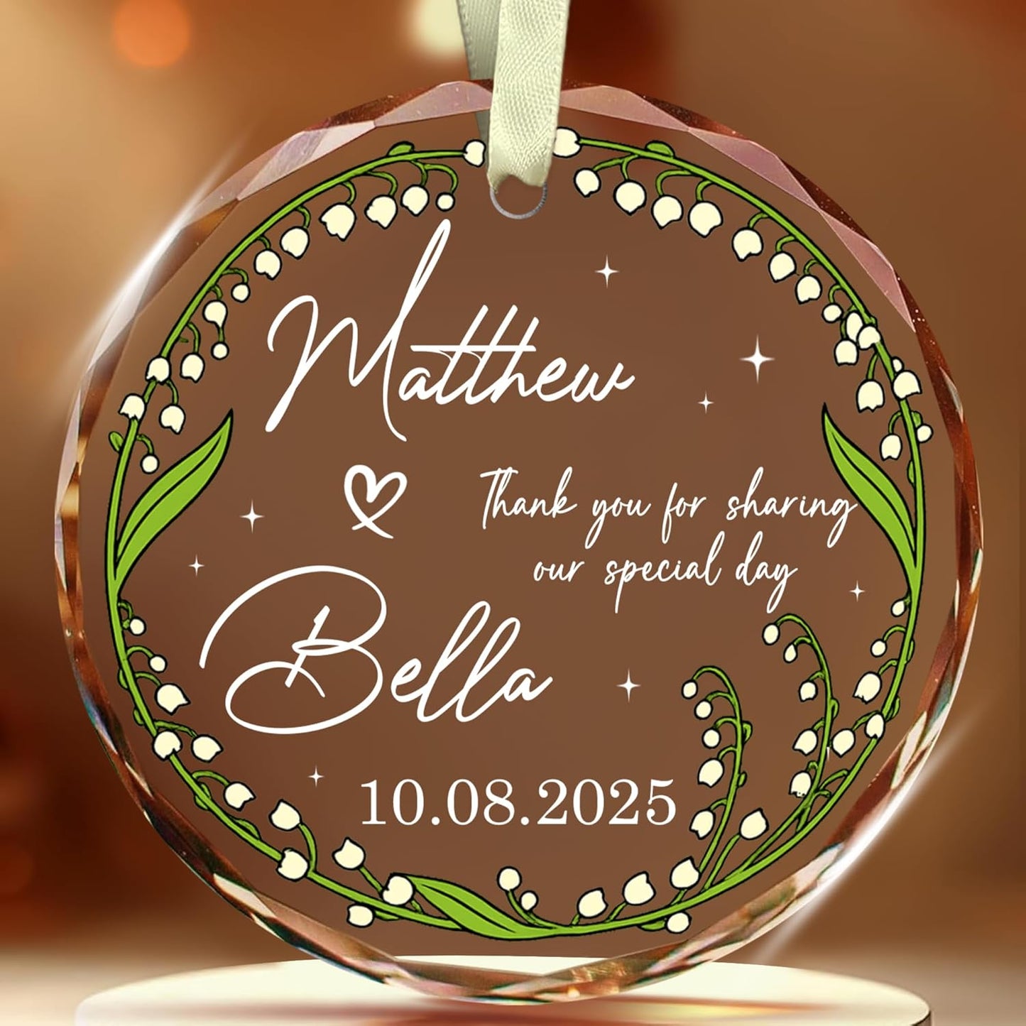 Personalized Wedding Favor Christmas Ornaments For Guests - Promotional Ornaments - Perfect Party Gift For Guests - Couples Married Wedding Gifts - Thank You Sharing Our Special Day