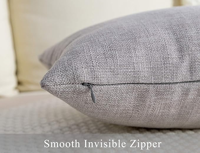 Stellhome Burlap Rectangle Throw Pillow Covers Solid Farmhouse Linen Pillowcase - Image 3