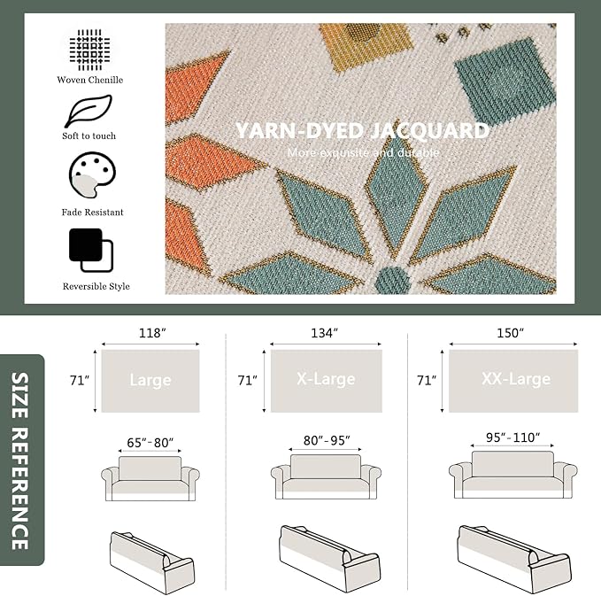 DREAMINGO Couch Cover Boho Washable Sofa Covers - Image 6