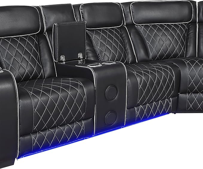 Lexicon 118" Power Reclining Sectional Sofa, Wall Hugger, 2 Recliner Seats - Image 24