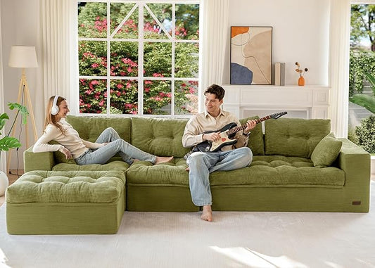 MAXYOYO 132" L Shaped Modular Sectional Sofa by MAXYOYO