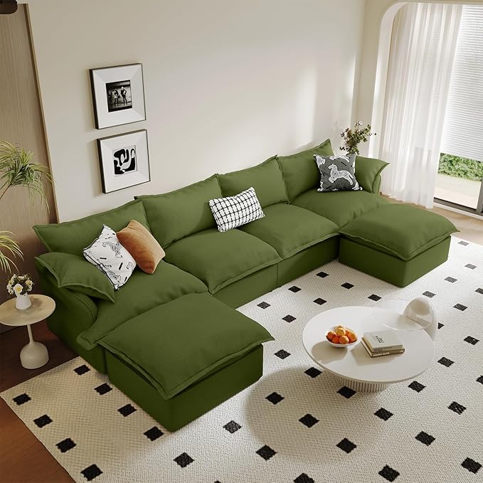 6 Seat U Shape Modular Sectional Couch Sofa by Gtilzria