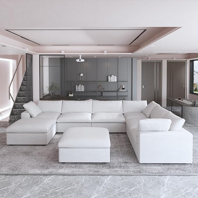 160" Cloud Sectional Couch, Overzised Down Filled Couch, 8 Seater Convertible - Image 3