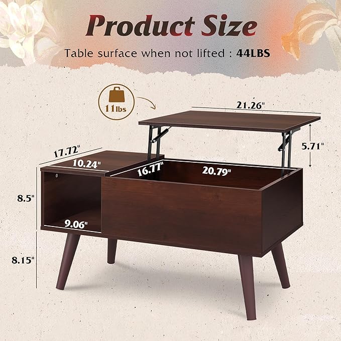 WLIVE Coffee Table for Living Room, Small Coffee Table - Image 3