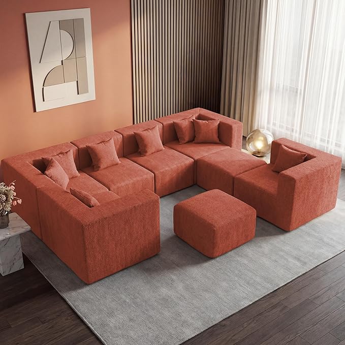 MONVANE Modular Sectional Sofa, Oversized 8 Seat Convertible U Shaped Couch - Image 2