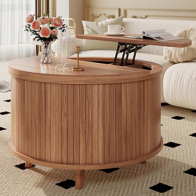Easyego Lift Top Coffee Table for Small Spaces, 31.5" Mid-Century Modern Wooden by Easyego