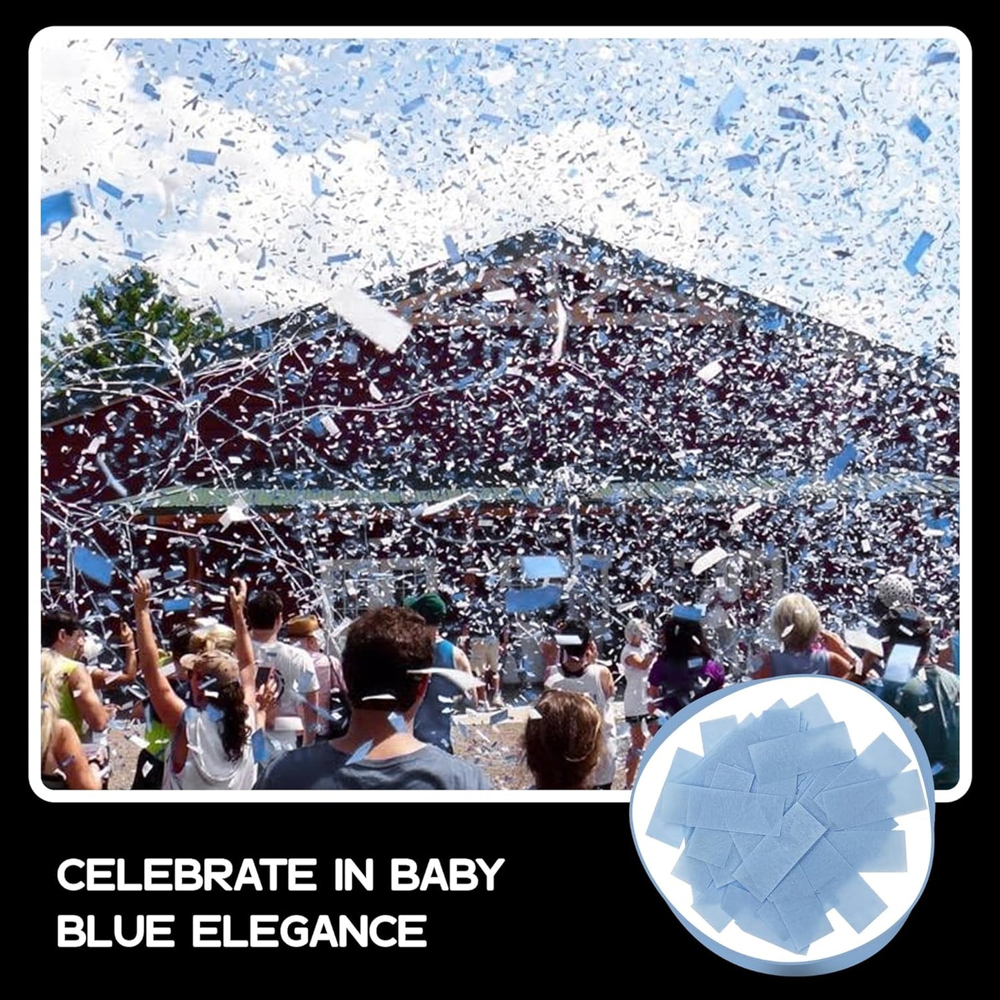 Ultimate Confetti, Baby Blue Biodegradable Confetti - Rectangular Fluttering Tissue Paper Confetti for Cannon and Launcher use – Gender Reveal Confeti, Wedding, Parties and Live Events - 1 lb, 16 oz