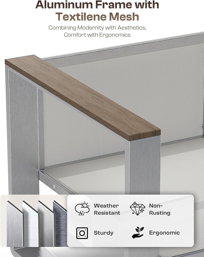 Aluminum Outdoor Furniture Set, 4 Seats Outdoor Patio Conversation Sets - Image 3