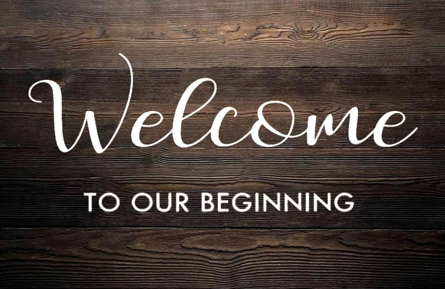 Rustic Wooden Signs Welcome to Our Beginning Wedding Sign with Name and Date Custom Rustic Wedding Welcom Sign Wall Art Decor Kitchen Cafe Pub Decor Gift 18x12 INCH