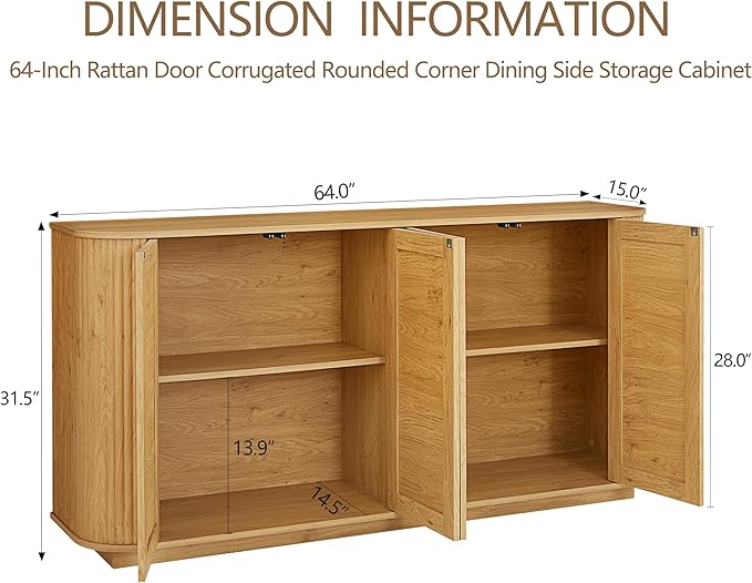 LKTART 64" Sideboard Buffet Cabinet - Image 2