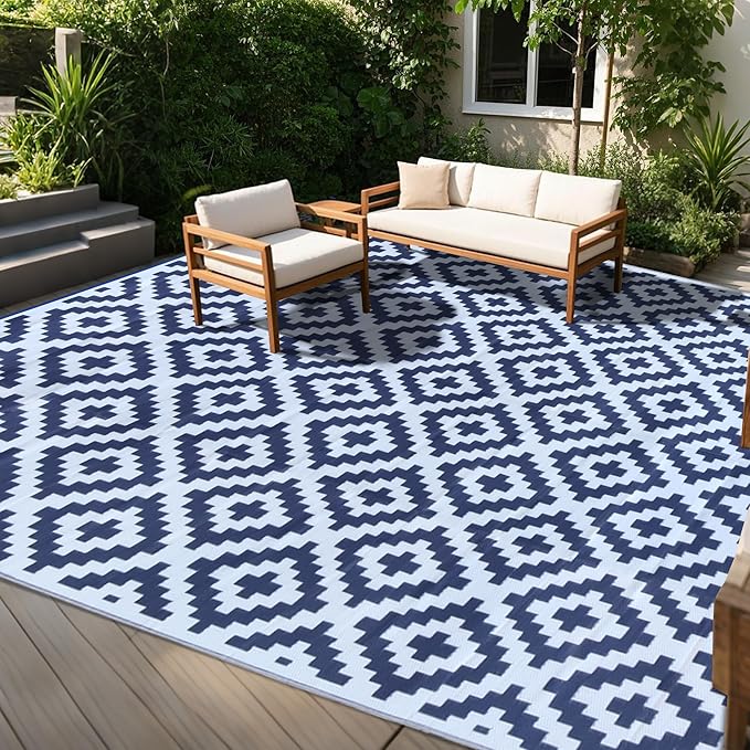 SAND MINE Reversible Mats, Plastic Straw Rug, Modern Area Rug, Large Floor Mat by SANDMIND