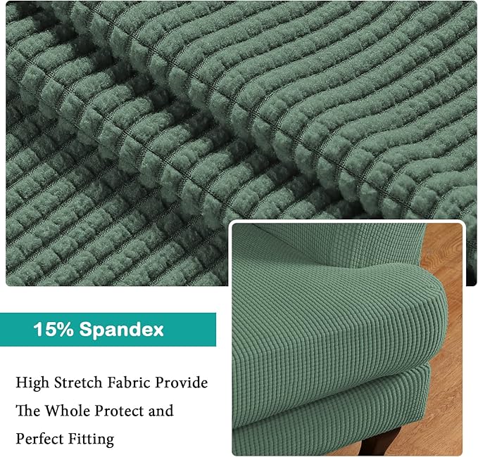 Turquoize Wingback Chair Covers 2 Piece Wing Chair Slipcover Stretch Slipcovers - Image 4