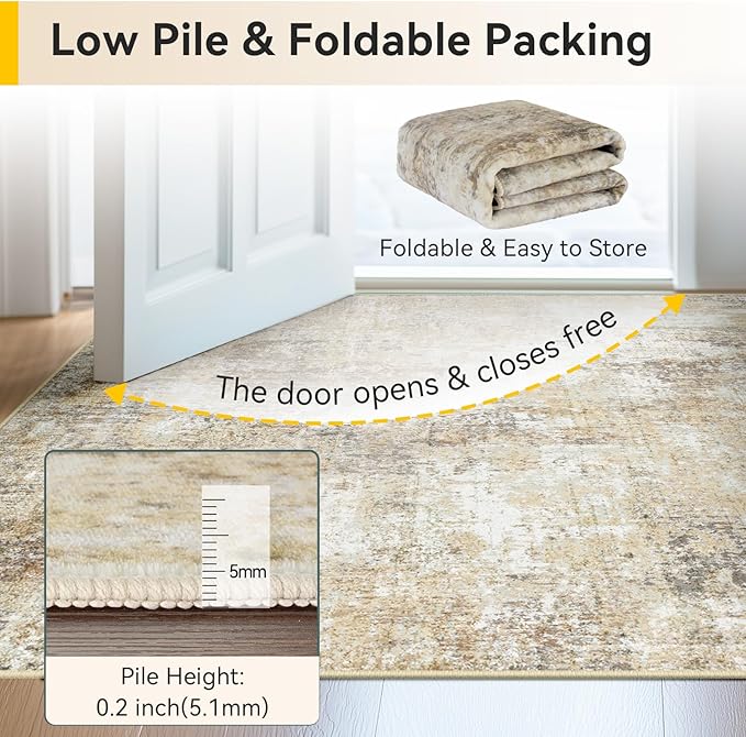 RELEANY Washable Area Rugs 2'x8' Non-Slip Modern Abstract Soft - Image 7