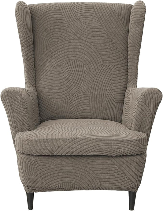 HAOYONG Wing Chair Slipcovers Printed Wingback Chair Covers 2 Pieces Wingback by HAOYONG