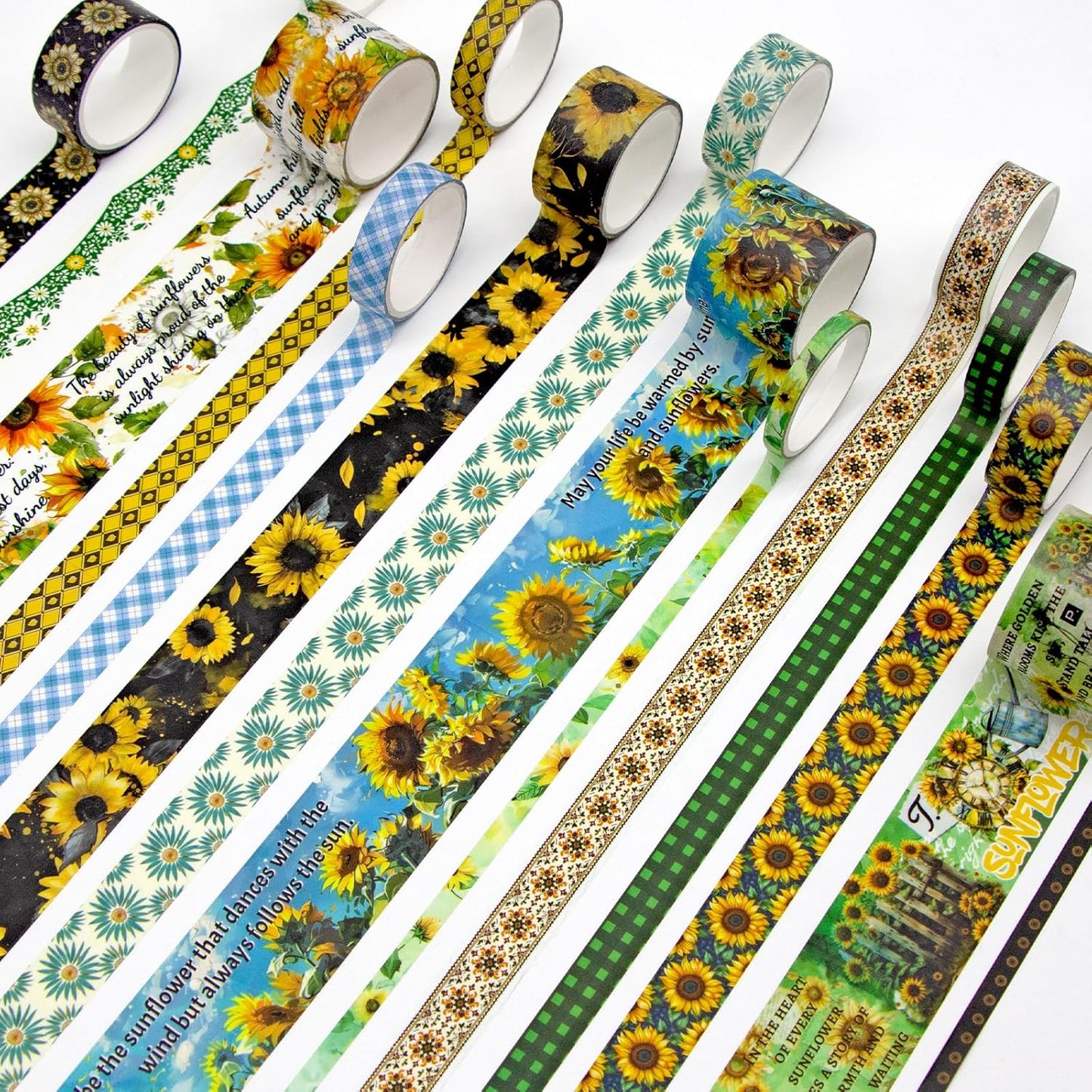 27 Rolls Washi Tape Set - Decorative Masking Tape Colored Sunflower Patterns, Adhesive Artists Tapes for Journaling Supplies, DIY Crafts, Scrapbooking, Junk Journal Supplies, School Supplies