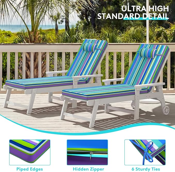 Chaise Lounge Cushion for Outdoor Furniture, Waterproof, Fade-Resistant and - Image 7
