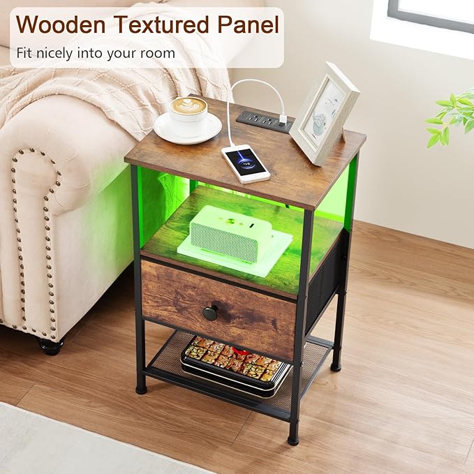 LOAKEKEL Night Stand Set 2, LED Nightstand - Image 9