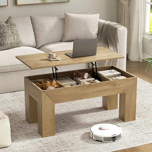 FABATO 41.7'' Lift Top Coffee Table, Wooden Rectangle Coffee Table by FABATO