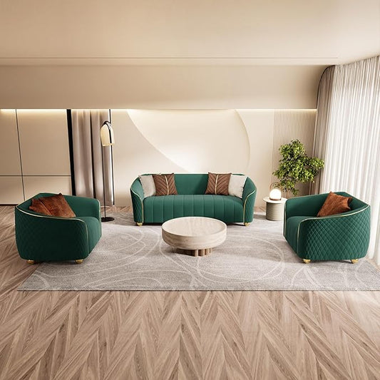 3-Piece Luxury Velvet Sofa Set for Living Room, Elegant Design Couch Set by yunqishiHOME