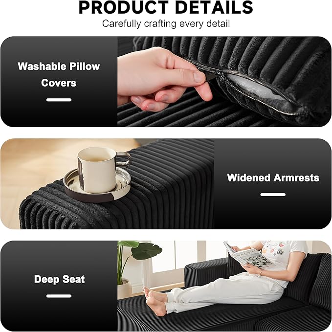 Weture 97" Modular Sectional Sofa, L-Shaped Boneless Couch - Image 6