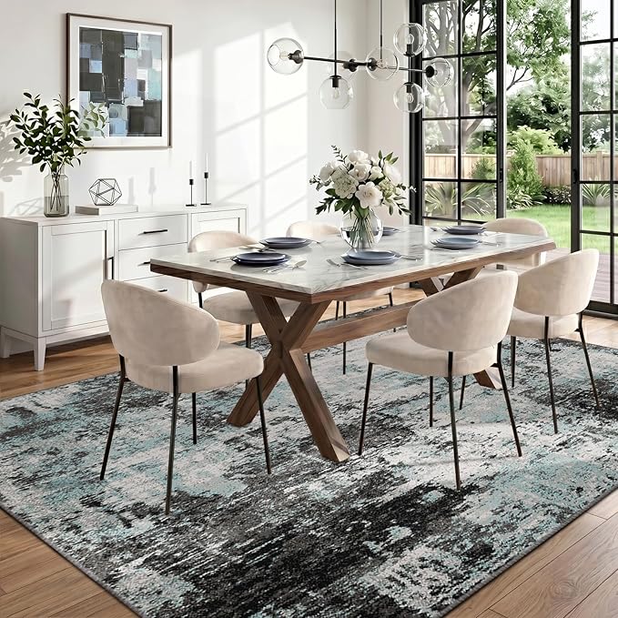 RELEANY Washable Area Rugs 9'x12' Non-Slip Modern Abstract Soft - Image 3