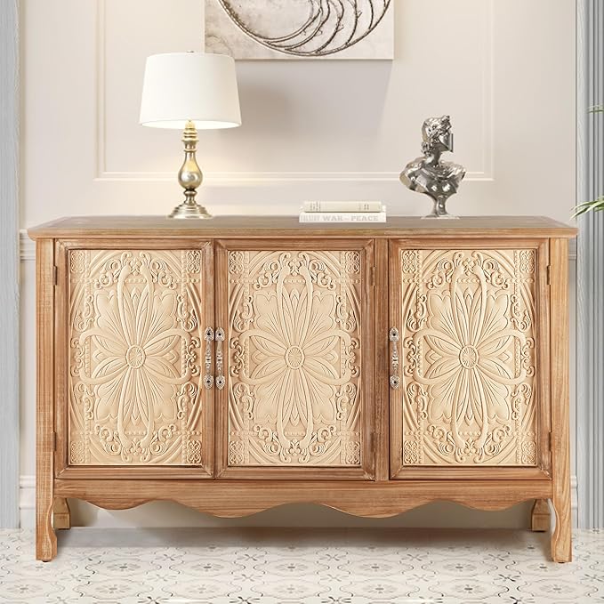 RoyalCraft Buffet Cabinet with Storage, Vintage Solid Wood Sideboard with 3 - Image 7
