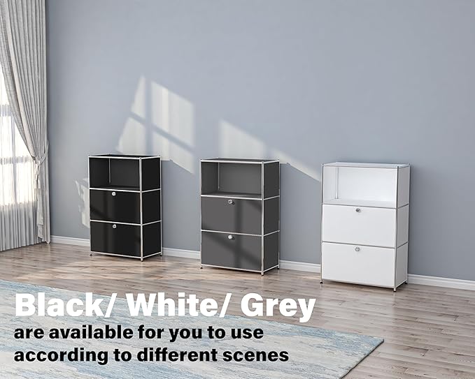 Metal Shelf with 2 Flap Doors, Large Capacity Cabinet, DIY Modern Home - Image 9