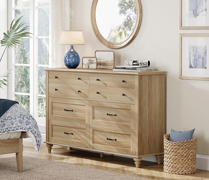 WAMPAT 8 Drawers Dresser for Bedroom, Farmhouse Dresser Chest of Drawers - Image 4