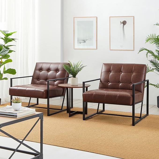 Glitzhome Mid Century Modern Accent Chair, Modern Living Room Chairs - Image 3