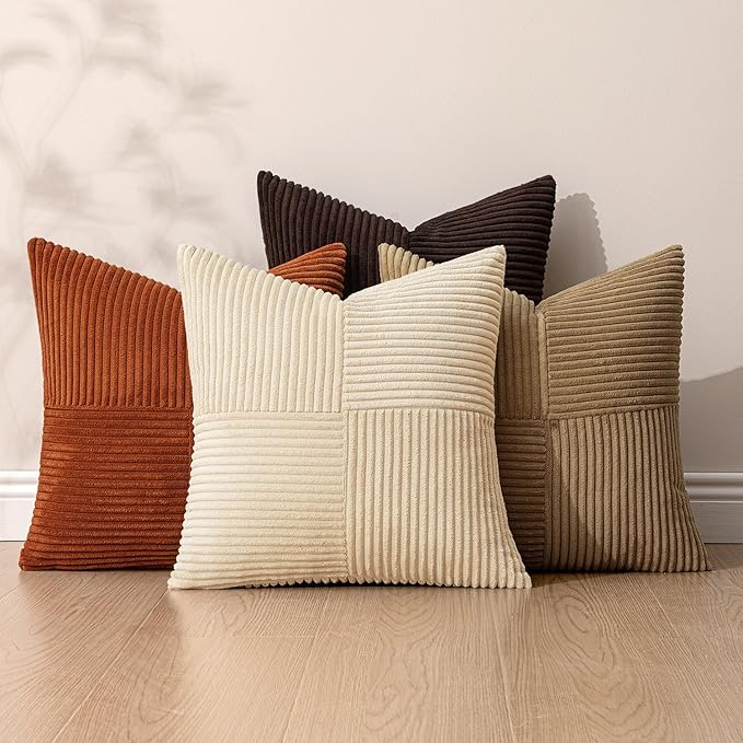 MIULEE Brown Beige Throw Pillow Covers 18x18 Inch Set of 4 Boho Farmhouse - Image 5