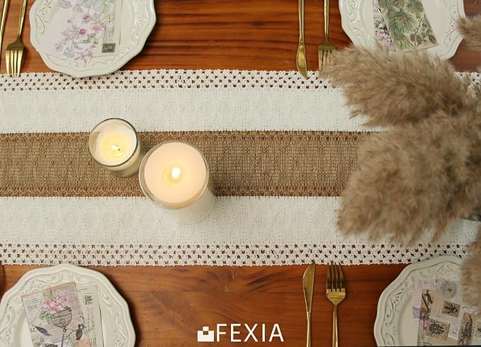 FEXIA Boho Table Runner for Home Coffee Decor 36 Inches Long Farmhouse Rustic - Image 6