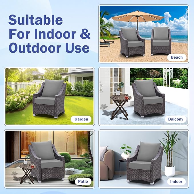IASEAHK Outdoor Seat Cushion Set, Waterproof & Fade Resistant Patio Chair - Image 7