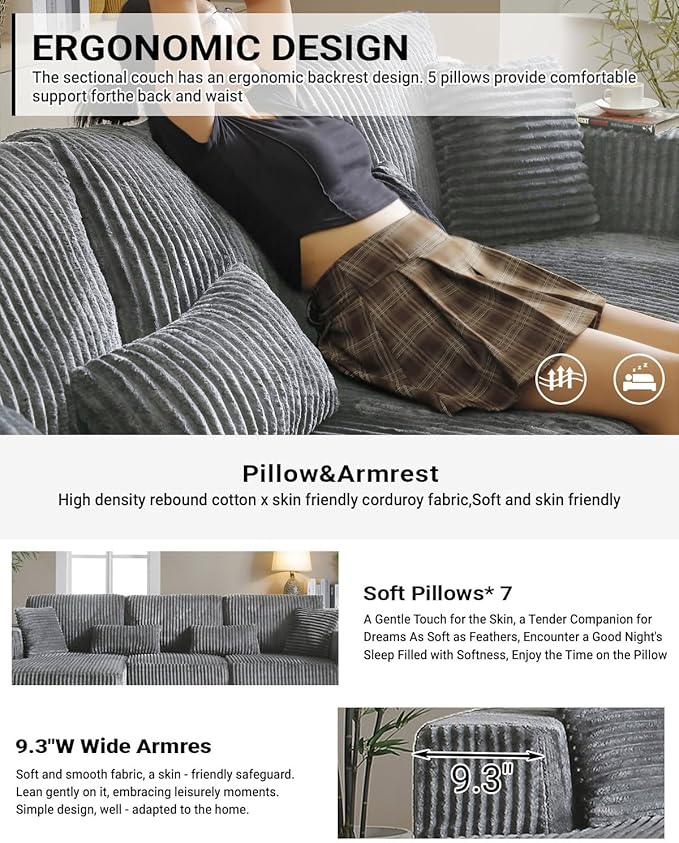 110” Modular Sectional Sofa, Cloud Sectional Couch - Image 6