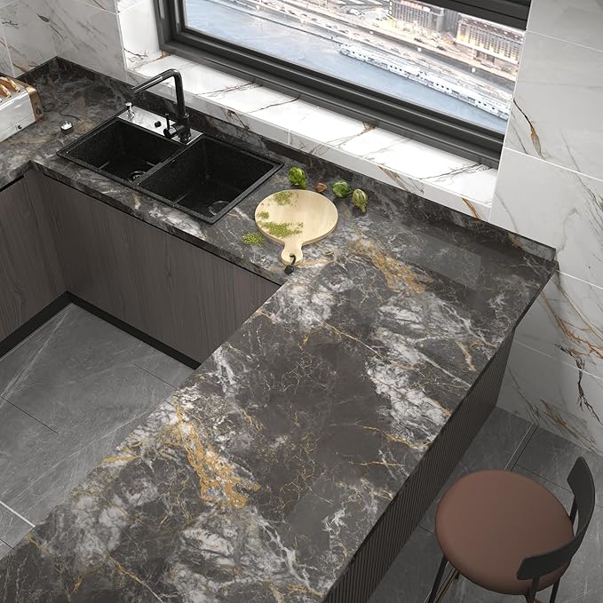 BAYYA Dark Grey/Gold Marble Contact Paper - Image 3
